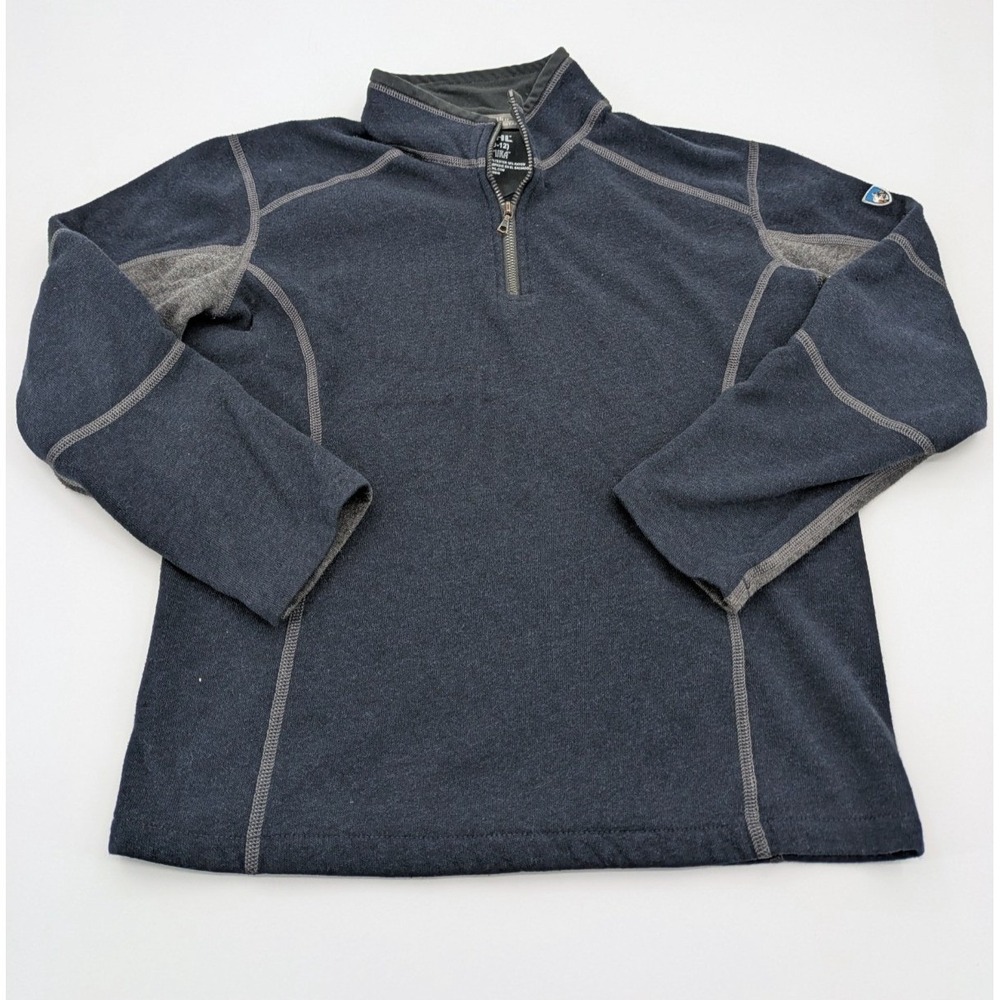 KUHL Boys Revel 1/4 Zip Fleece Pullover Black Steel Gray Size M Youth 10/12